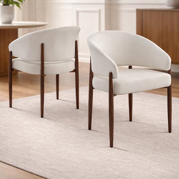 Chaise CHARLY velours beige Noyer