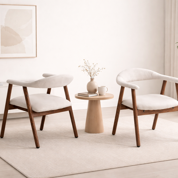 Chaise BERITA velours beige Noyer