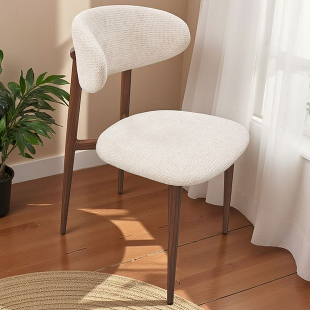 Chaise BOHEME chenille beige Noyer