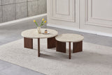 Table basse double ZORA Noyer/Travertin