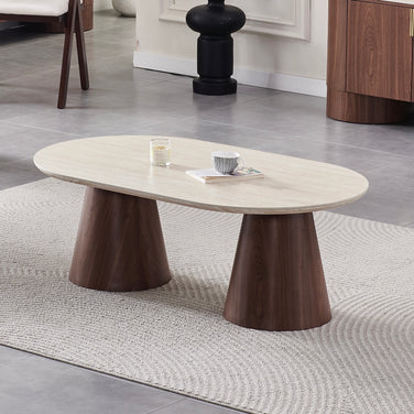 Table basse ICONIC Noyer/Travertin