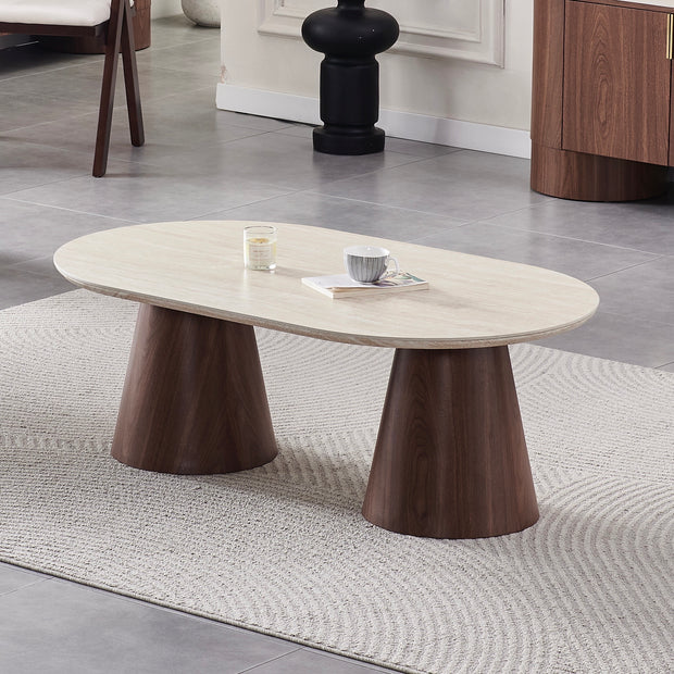 Table basse ICONIC Noyer/Travertin