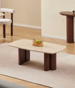 Table basse TRINITY Noyer/Travertin