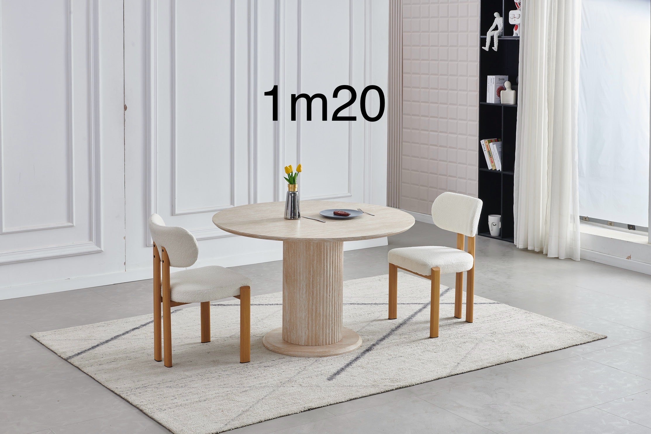 Table à manger ronde AXEL Travertin 120cm