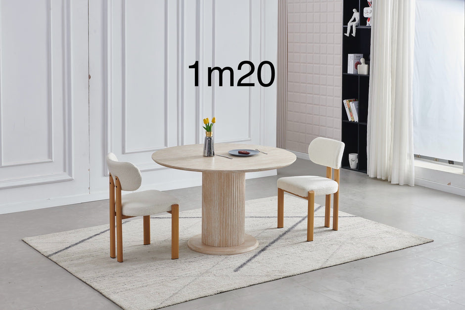 Table à manger ronde AXEL Travertin 120cm