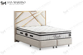 Lit double coffre 2 places en velours avec tête de lit – PARMA BEIGE CLAIR