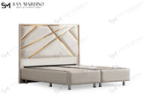 Lit double coffre 2 places en velours avec tête de lit – PARMA BEIGE CLAIR