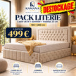 DESTOCKAGE Cadre de lit ROMA Beige + sommier + matelas 20cm