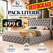 DESTOCKAGE Cadre de lit ROMA Gris + sommier + matelas 20cm