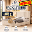 DESTOCKAGE Cadre de lit TOKYO Beige + sommier + matelas 20cm