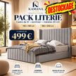 DESTOCKAGE Cadre de lit TOKYO Gris+ sommier + matelas 20cm