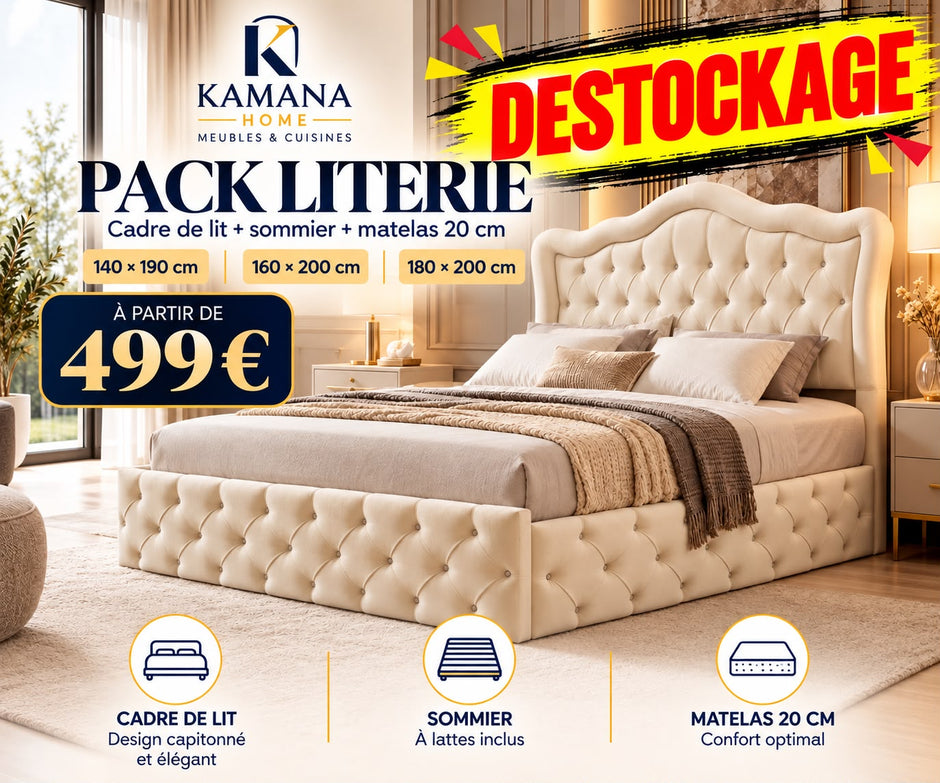 DESTOCKAGE Cadre de lit VENISE Blanc + sommier + matelas 20cm