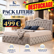 DESTOCKAGE Cadre de lit VENISE Gris + sommier + matelas 20cm