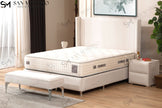 Lit double coffre 2 places en velours avec tête de lit – COCO BLANC