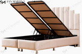 Lit double coffre 2 places en velours avec tête de lit – NATURA BEIGE