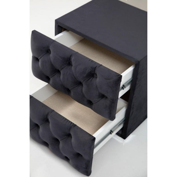Chevet capitonné en velours - gris anthracite