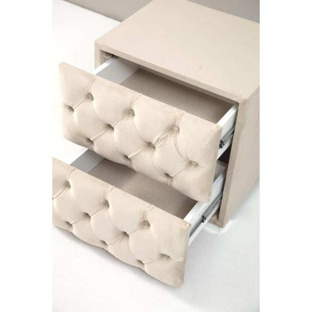 Chevet capitonné en velours - beige