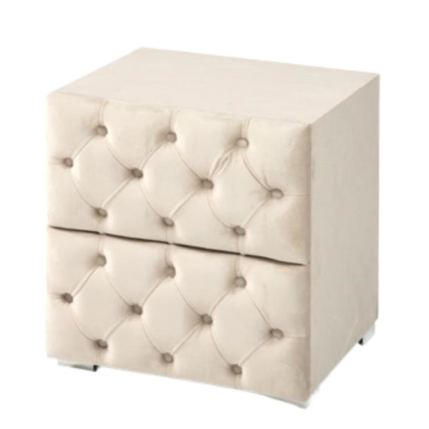 Chevet capitonné en velours - beige